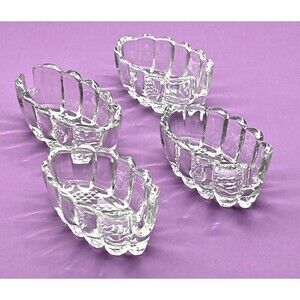 Set of 4 Vintage #438 Princess House Pressed Glass Utensil Spoon Rest Holders